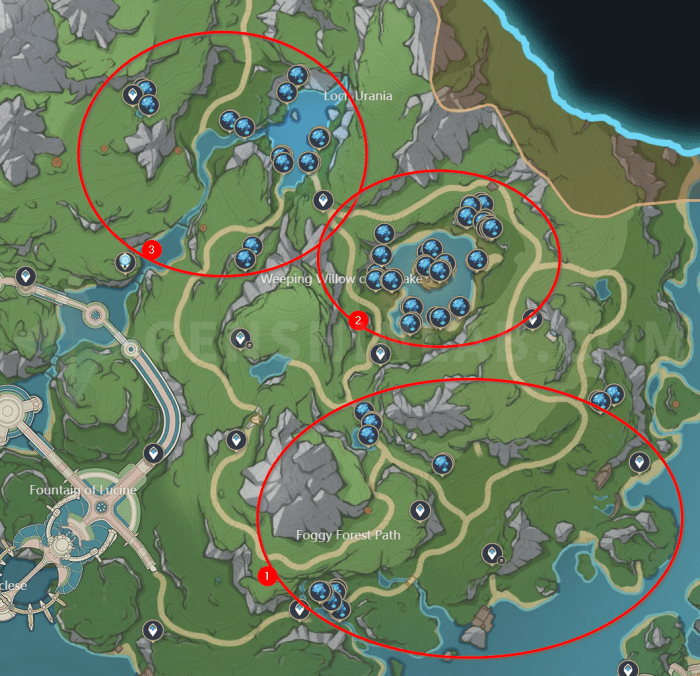 Chongyun materials farming route